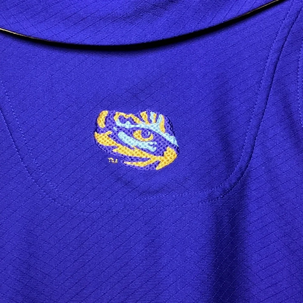 Nike LSU Tigers Polo Shirt Mens XL Purple Gold Dri-FIT NCAA Football